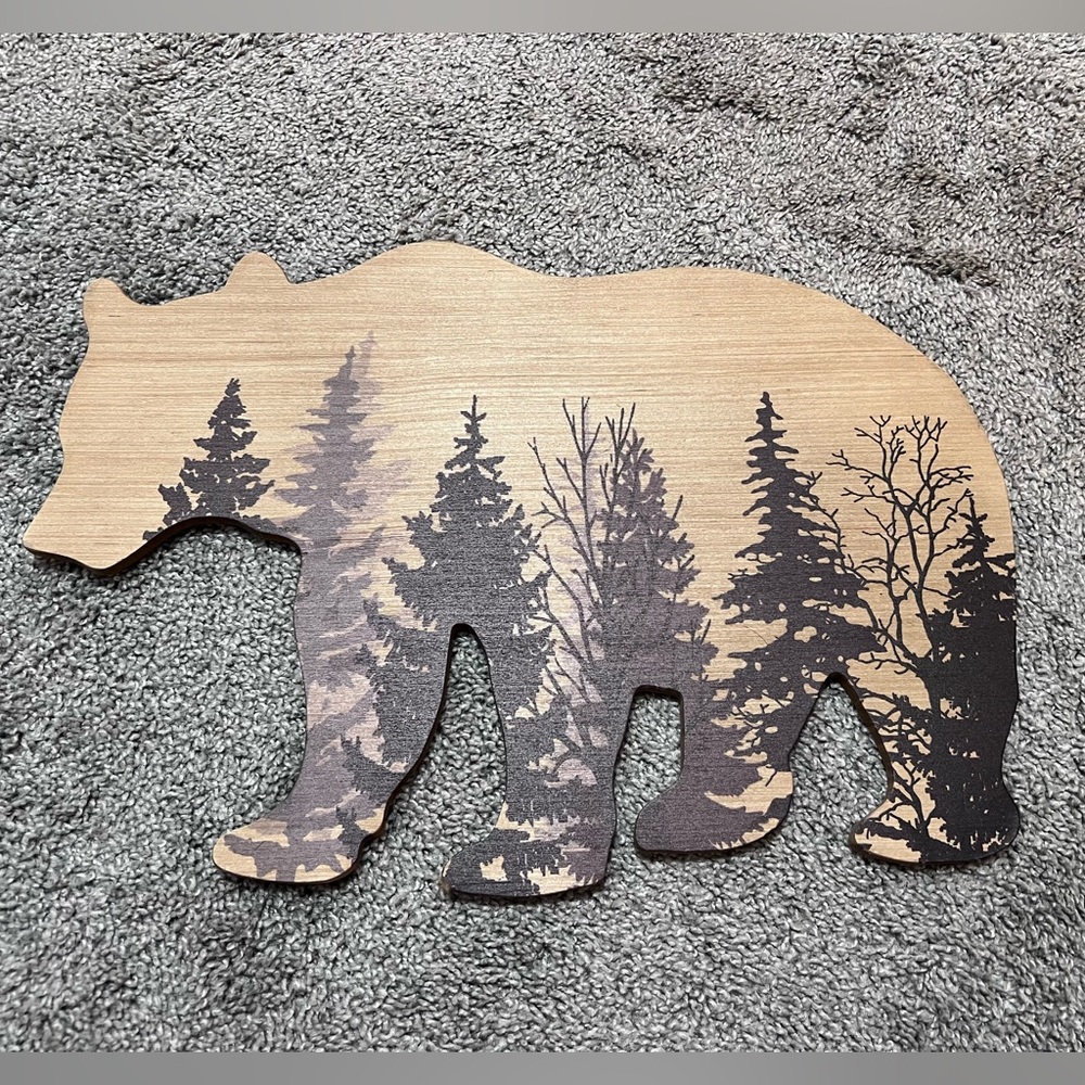 Wooden Bear wall sign Woodland Theme